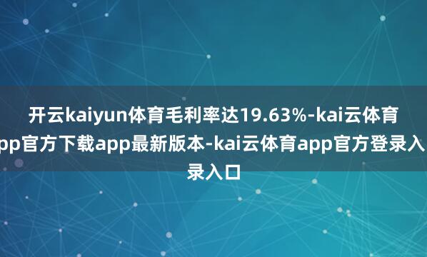 开云kaiyun体育毛利率达19.63%-kai云体育app官方下载app最新版本-kai云体育app官方登录入口